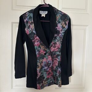Vintage La Belle Black Floral tapestry Blazer
